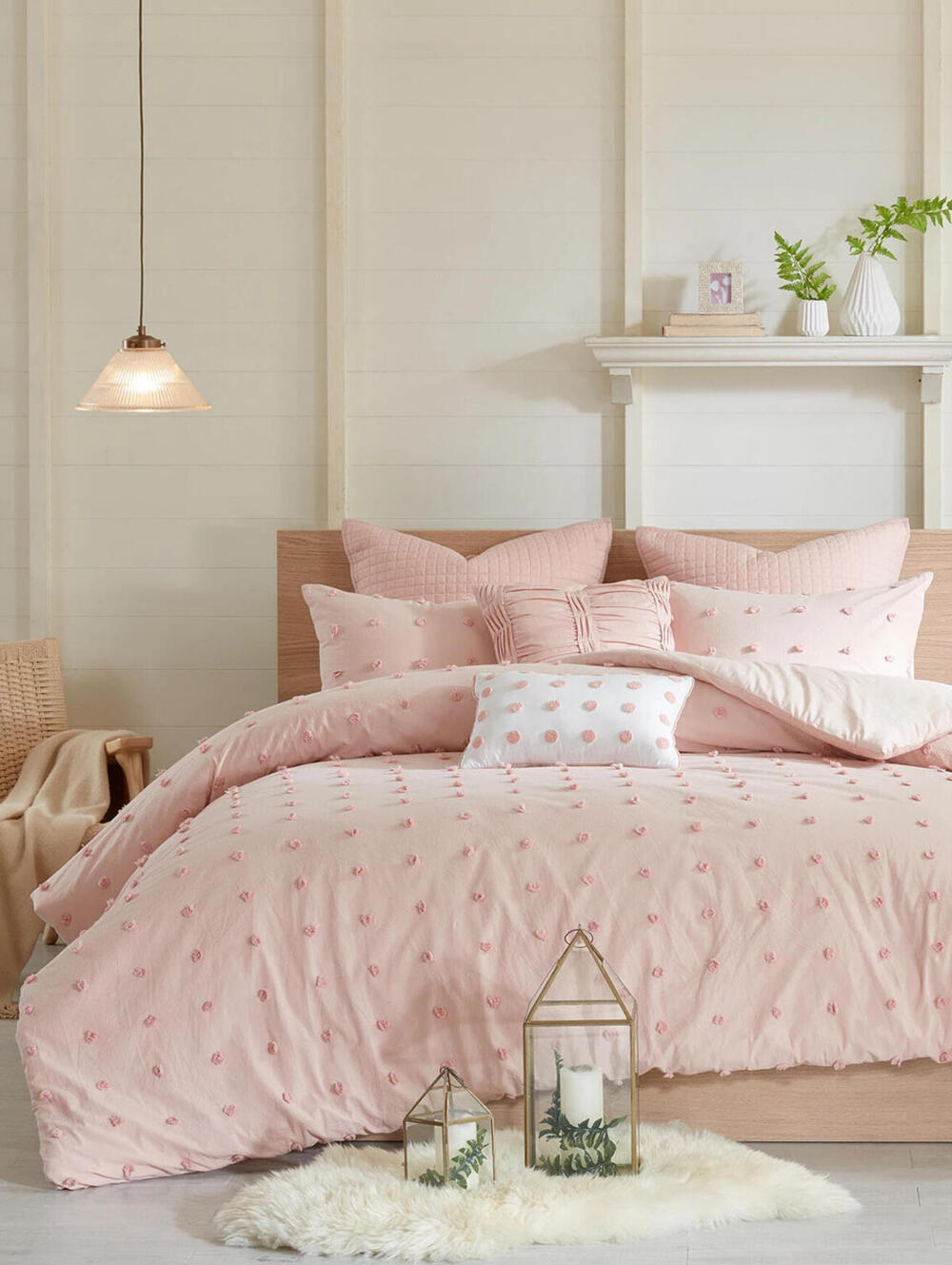 Soft Pink Embroidered Cotton Duvet Cover Set